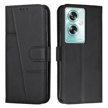 For OPPO A79 5G Stitching Calf Texture Buckle Leather Phone Case(Black) by buy2fix