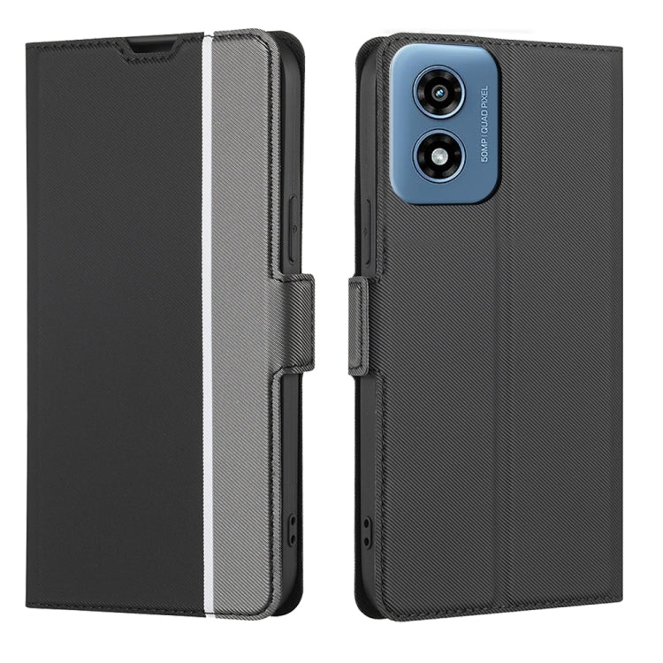 For Motorola Moto G Play 4G 2024 Twill Texture Side Button Leather Phone Case(Black) by buy2fix
