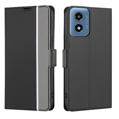 For Motorola Moto G Play 4G 2024 Twill Texture Side Button Leather Phone Case(Black) by buy2fix