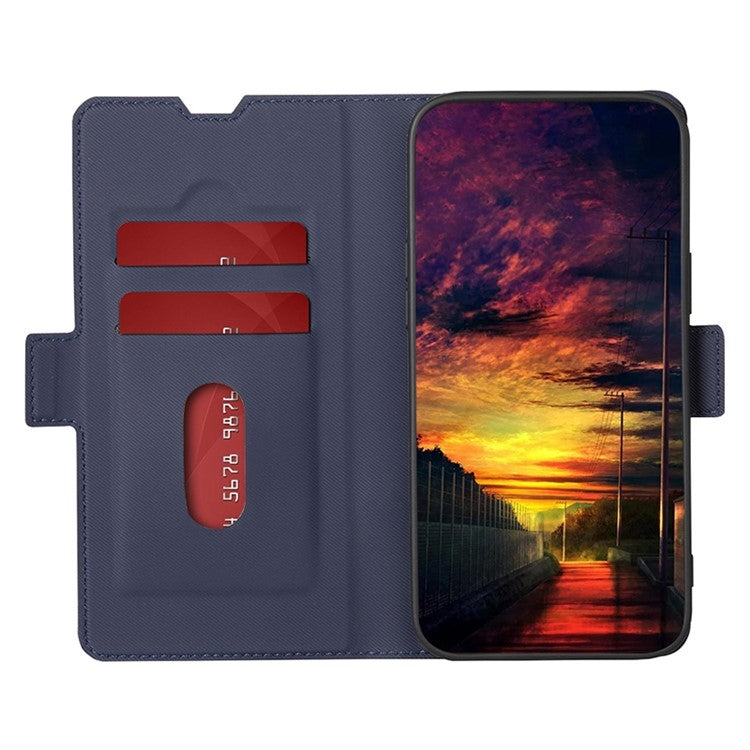 For Motorola Moto G Play 4G 2024 Twill Texture Side Button Leather Phone Case(Blue) by buy2fix