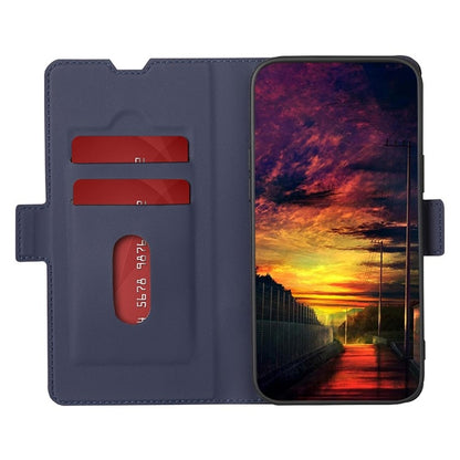 For Motorola Moto G Play 4G 2024 Twill Texture Side Button Leather Phone Case(Blue) by buy2fix