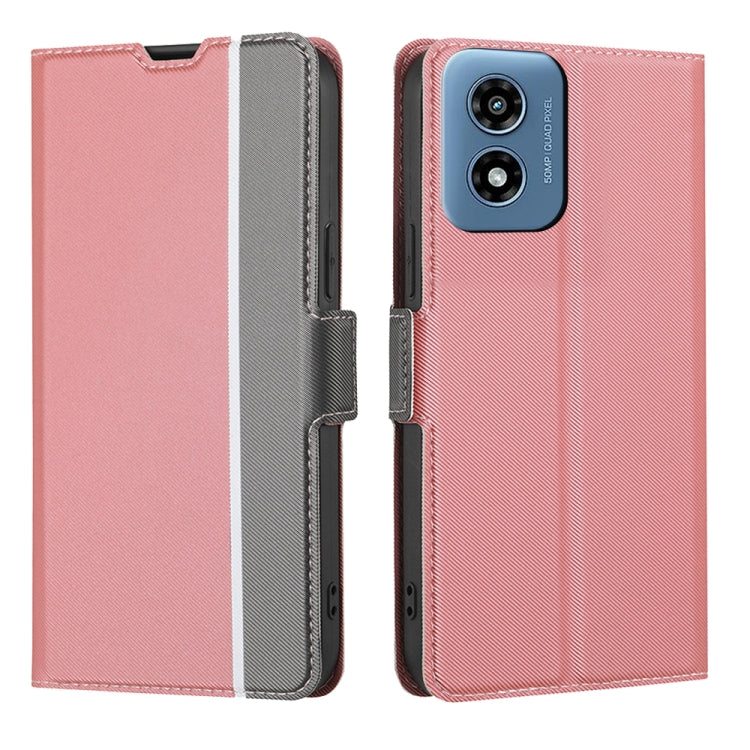 For Motorola Moto G Play 4G 2024 Twill Texture Side Button Leather Phone Case(Pink) by buy2fix