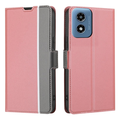 For Motorola Moto G Play 4G 2024 Twill Texture Side Button Leather Phone Case(Pink) by buy2fix