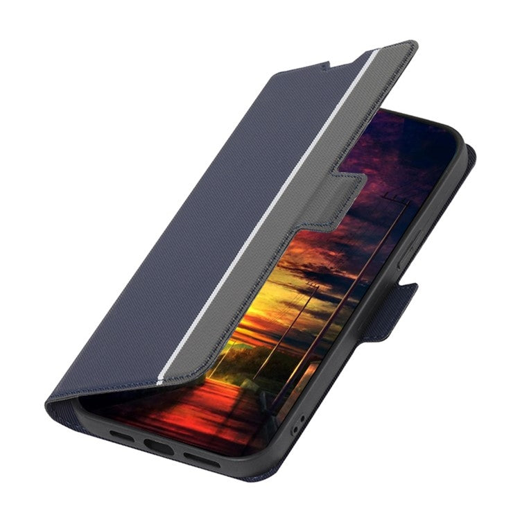 For Motorola Edge 5G 2024 Twill Texture Side Button Leather Phone Case(Blue) by buy2fix