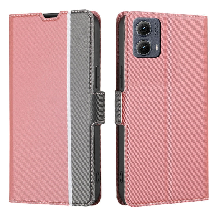 For Motorola Edge 5G 2024 Twill Texture Side Button Leather Phone Case(Pink) by buy2fix