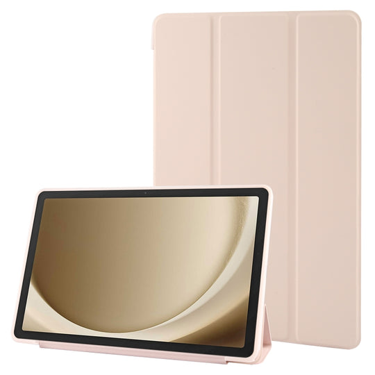 For Samsung Galaxy Tab A11+ / A9+ Tri-fold Holder Horizontal Flip TPU Leather Tablet Case(Pink)