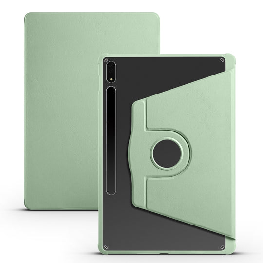 For Samsung Galaxy Tab S10+ / S9+ Acrylic 360 Degree Rotation Holder Tablet Leather Case(Matcha Green)