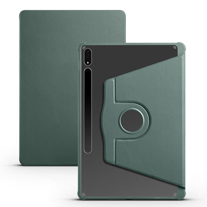 For Samsung Galaxy Tab S10+ / S9+ Acrylic 360 Degree Rotation Holder Tablet Leather Case(Dark Green) - Galaxy Tab S9+ Cases by buy2fix | Online Shopping UK | buy2fix