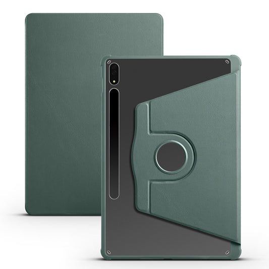 For Samsung Galaxy Tab S10+ / S9+ Acrylic 360 Degree Rotation Holder Tablet Leather Case(Dark Green) - Galaxy Tab S9+ Cases by buy2fix | Online Shopping UK | buy2fix