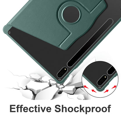 For Samsung Galaxy Tab S10+ / S9+ Acrylic 360 Degree Rotation Holder Tablet Leather Case(Dark Green) - Galaxy Tab S9+ Cases by buy2fix | Online Shopping UK | buy2fix