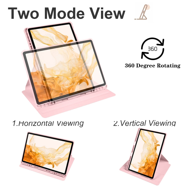 For Samsung Galaxy Tab S8+ X800 Acrylic 360 Degree Rotation Holder Tablet Leather Case(Sand Pink) by buy2fix