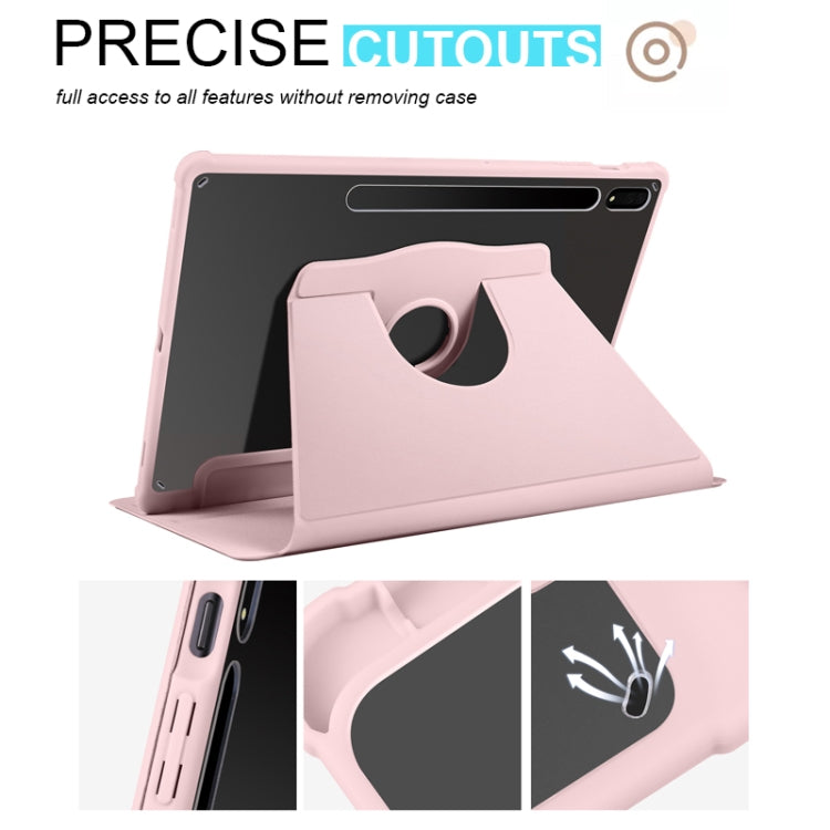 For Samsung Galaxy Tab S8+ X800 Acrylic 360 Degree Rotation Holder Tablet Leather Case(Sand Pink) by buy2fix