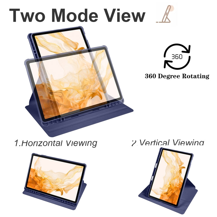 For Samsung Galaxy Tab S8+ X800 Acrylic 360 Degree Rotation Holder Tablet Leather Case(Dark Blue) by buy2fix