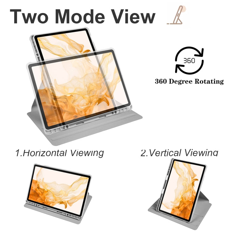 For Samsung Galaxy Tab S8+ X800 Acrylic 360 Degree Rotation Holder Tablet Leather Case(Grey) by buy2fix