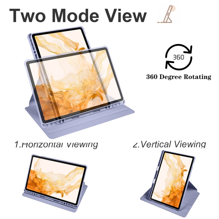 For Samsung Galaxy Tab S8+ X800 Acrylic 360 Degree Rotation Holder Tablet Leather Case(Lavender Purple) by buy2fix