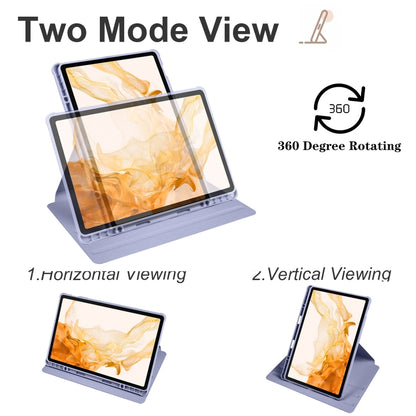 For Samsung Galaxy Tab S8+ X800 Acrylic 360 Degree Rotation Holder Tablet Leather Case(Lavender Purple) by buy2fix