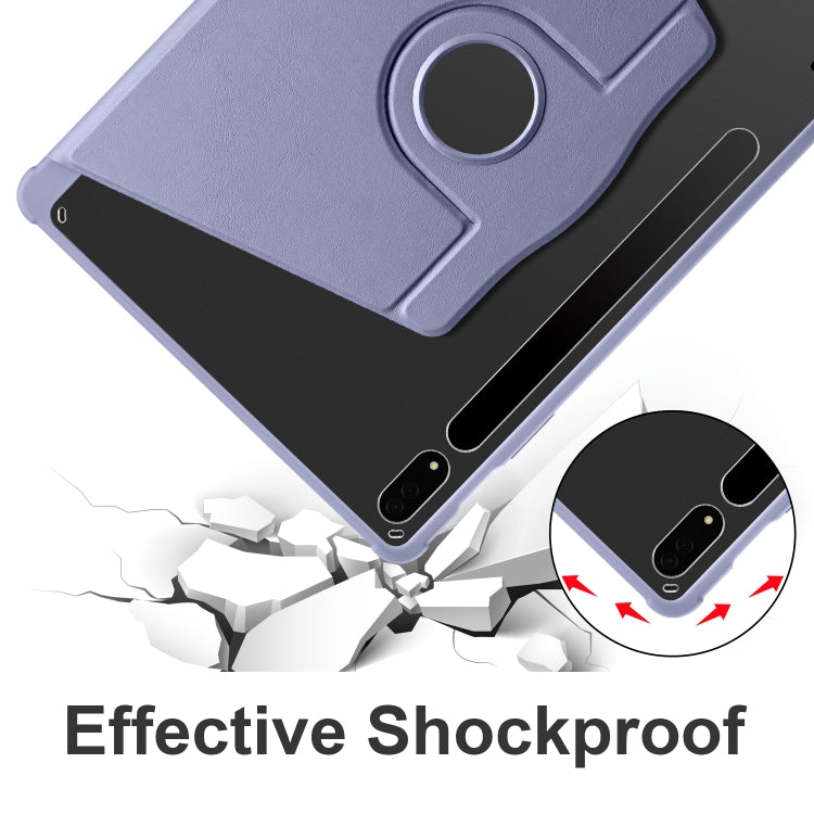 For Samsung Galaxy Tab S8+ X800 Acrylic 360 Degree Rotation Holder Tablet Leather Case(Lavender Purple) by buy2fix