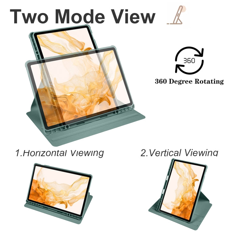 For Samsung Galaxy Tab S8+ X800 Acrylic 360 Degree Rotation Holder Tablet Leather Case(Dark Green) by buy2fix