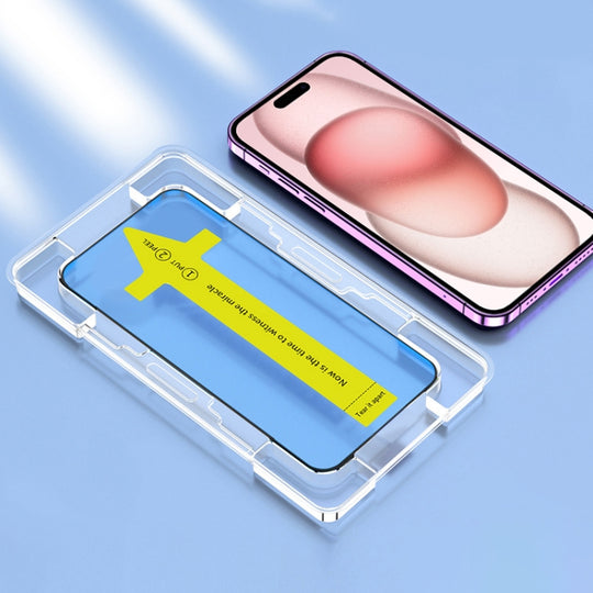 For iPhone 16 Plus / 15 Plus HD Fast Attach Dust-proof Anti-static Tempered Glass Film