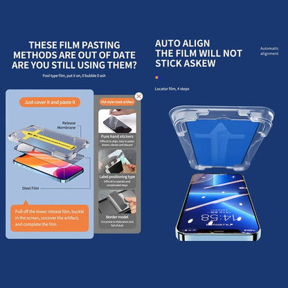 For iPhone 14 / 13 Pro / 13 Anti-peeping Fast Attach Dust-proof Anti-static Tempered Glass Film by buy2fix