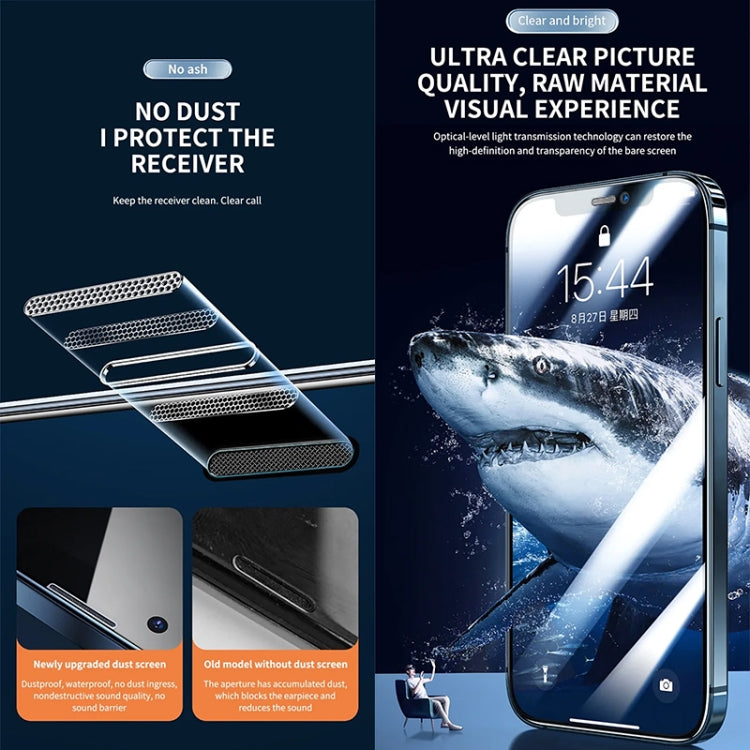 For iPhone 14 / 13 Pro / 13 Anti-peeping Fast Attach Dust-proof Anti-static Tempered Glass Film by buy2fix