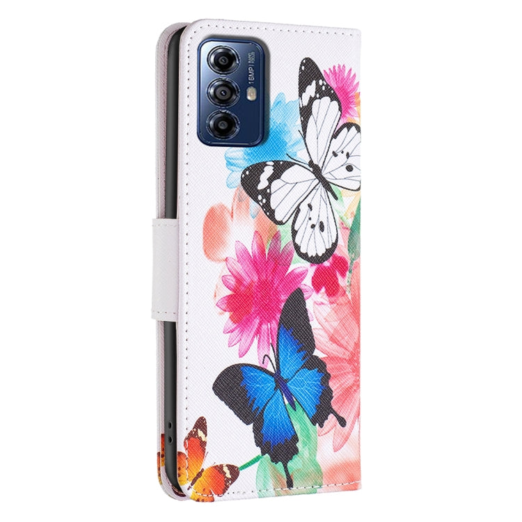 For Motorola Moto G Play 2024 Colored Drawing Pattern Leather Phone Case(Butterflies) by buy2fix