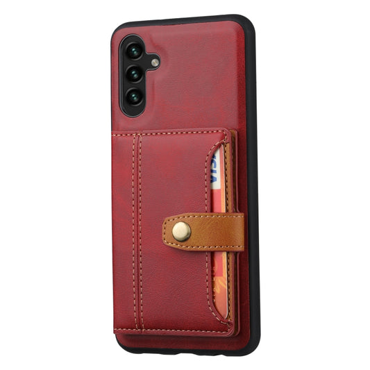 For Samsung Galaxy A15 4G / 5G Calfskin Card Slot TPU + PU Phone Case(Red) by buy2fix