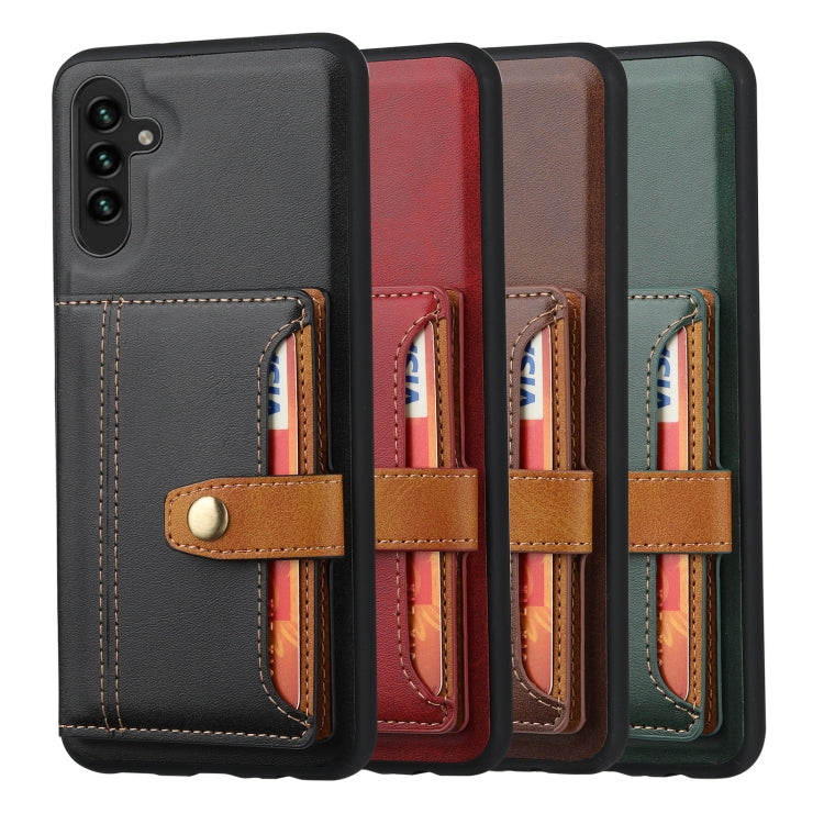 For Samsung Galaxy A15 4G / 5G Calfskin Card Slot TPU + PU Phone Case(Red) by buy2fix