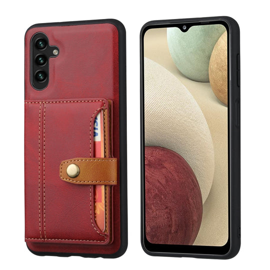 For Samsung Galaxy A35 5G Calfskin Card Slot TPU + PU Phone Case(Red)