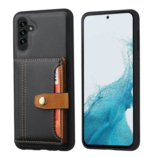 For Samsung Galaxy A55 5G Calfskin Card Slot TPU + PU Phone Case(Black)
