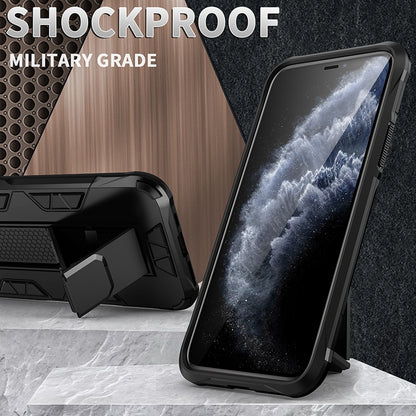 For iPhone 12 Pro Max Armor Shockproof TPU + PC Magnetic Protective Case with Invisible Holder(Rose Gold) by buy2fix