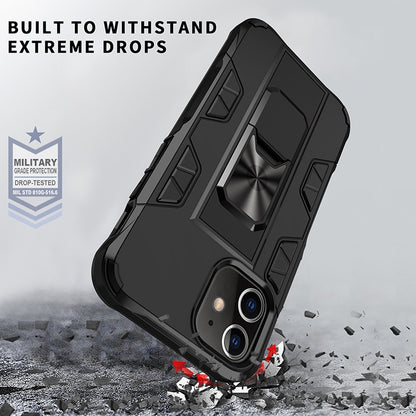 For iPhone 12 Pro Max Armor Shockproof TPU + PC Magnetic Protective Case with Invisible Holder(Rose Gold) by buy2fix