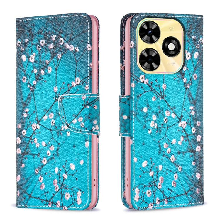 For Tecno Spark Go 2024 / 20C / POP 8 Colored Drawing Pattern Leather Phone Case(Plum Blossom) by buy2fix