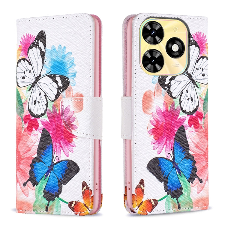 For Tecno Spark Go 2024 / 20C / POP 8 Colored Drawing Pattern Leather Phone Case(Butterflies) by buy2fix