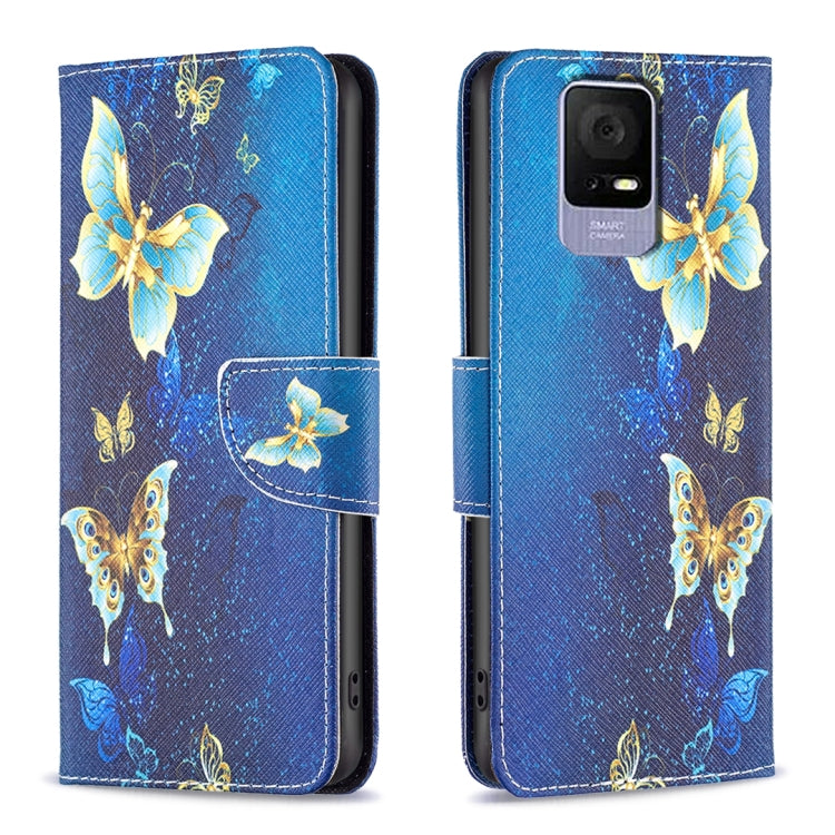 For Tecno Spark Go 2024 / 20C / POP 8 Colored Drawing Pattern Leather Phone Case(Gold Butterfly) by buy2fix