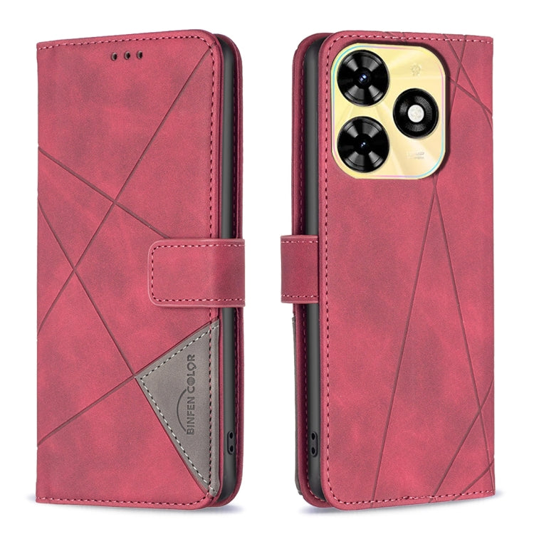 For Tecno Spark Go 2024 / 20C / POP 8 Magnetic Buckle Rhombus Texture Leather Phone Case(Red) by buy2fix