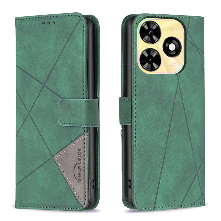 For Tecno Spark Go 2024 / 20C / POP 8 Magnetic Buckle Rhombus Texture Leather Phone Case(Green) by buy2fix