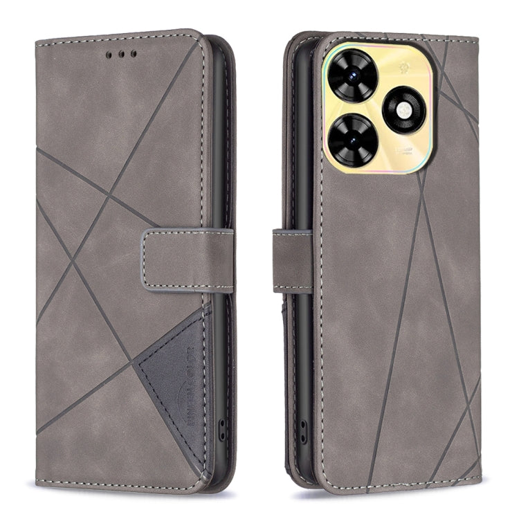 For Tecno Spark Go 2024 / 20C / POP 8 Magnetic Buckle Rhombus Texture Leather Phone Case(Grey) by buy2fix