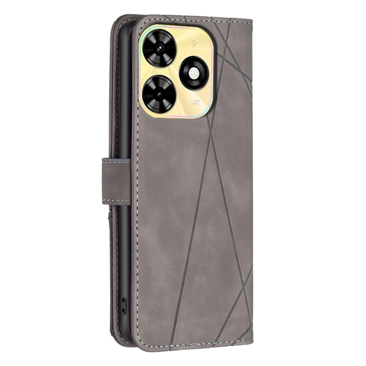 For Tecno Spark Go 2024 / 20C / POP 8 Magnetic Buckle Rhombus Texture Leather Phone Case(Grey) by buy2fix