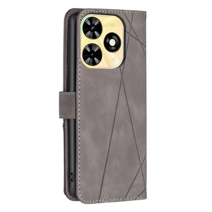 For Tecno Spark Go 2024 / 20C / POP 8 Magnetic Buckle Rhombus Texture Leather Phone Case(Grey) by buy2fix