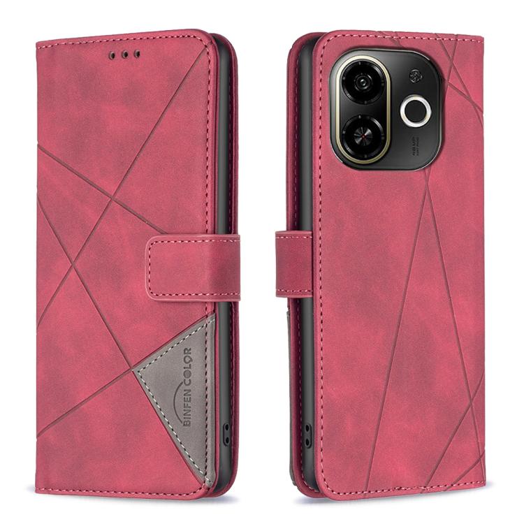 For Tecno POP 9 5G / Spark 30C 5G Magnetic Buckle Rhombus Texture Leather Phone Case(Red) by buy2fix