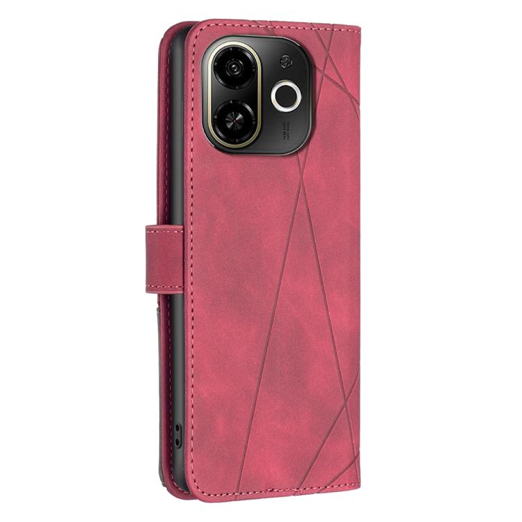 For Tecno POP 9 5G / Spark 30C 5G Magnetic Buckle Rhombus Texture Leather Phone Case(Red) by buy2fix