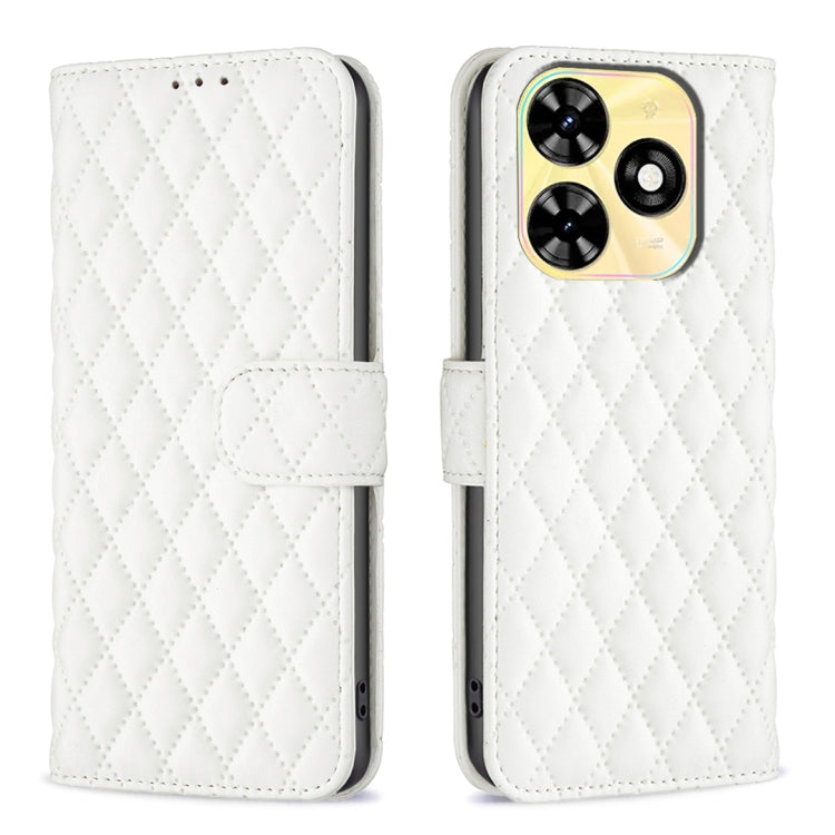 For Tecno Spark Go 2024 / 20C Diamond Lattice Wallet Flip Leather Phone Case(White) by buy2fix