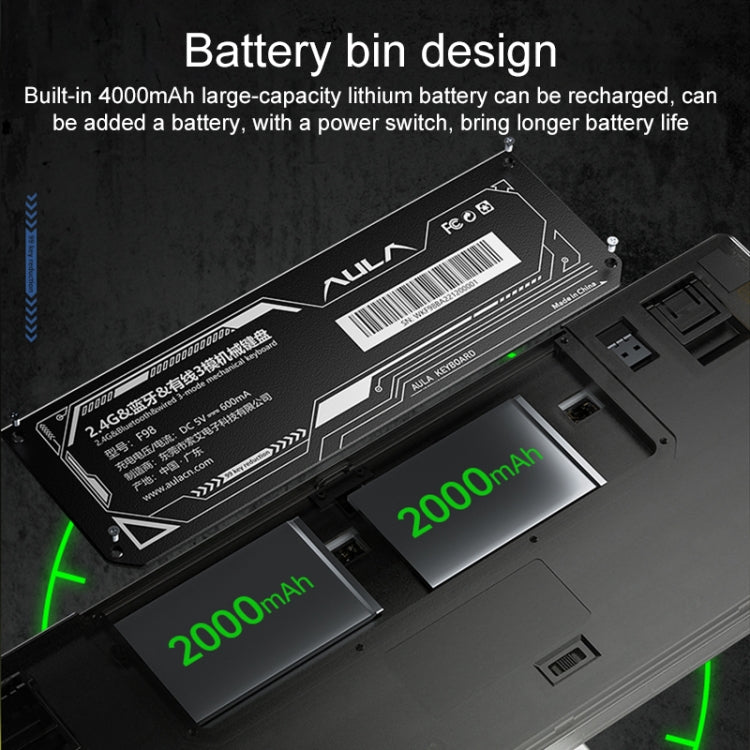 AULA F98 99-Key Wired 2.4G Bluetooth RGB Three Mode Mechanical Keyboard, Ice Crystal Switch(Pink) by AULA