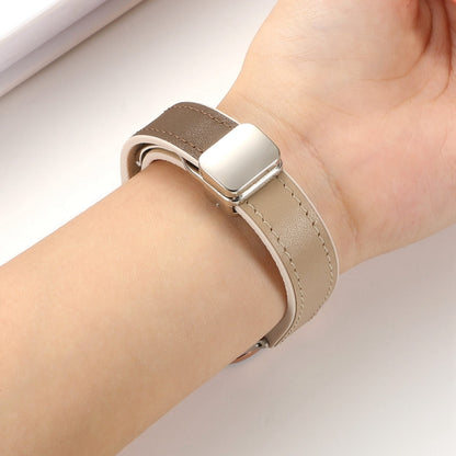 For Apple Watch SE 2023 44mm Magnetic Folding Leather Silicone Watch Band(Rose Red) by buy2fix