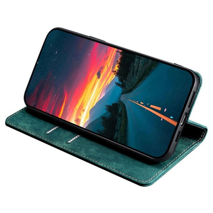For Motorola Edge 5G 2024 RFID Anti-theft Brush Magnetic Leather Phone Case(Green) by buy2fix