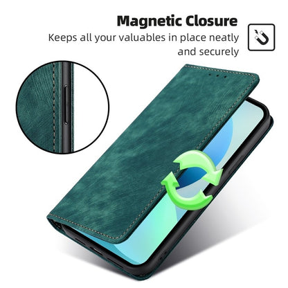 For Motorola Edge 5G 2024 RFID Anti-theft Brush Magnetic Leather Phone Case(Green) by buy2fix