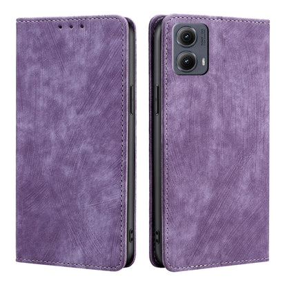 For Motorola Edge 5G 2024 RFID Anti-theft Brush Magnetic Leather Phone Case(Purple) by buy2fix