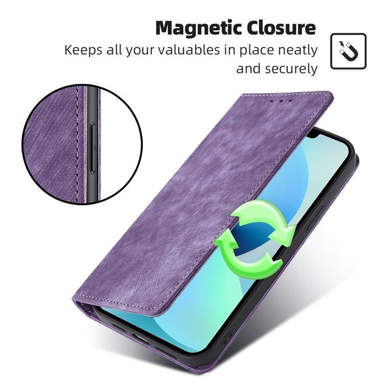 For Motorola Edge 5G 2024 RFID Anti-theft Brush Magnetic Leather Phone Case(Purple) by buy2fix