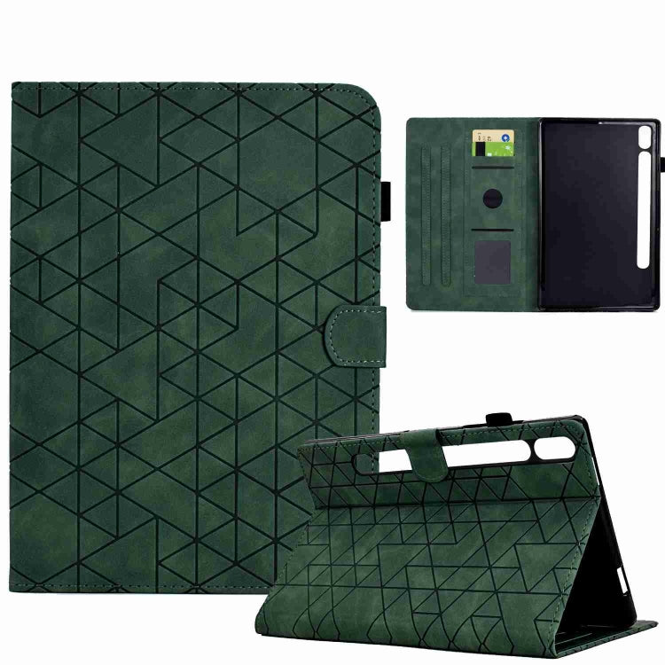 For Samsung Galaxy Tab S7 / S8 Rhombus TPU Smart Leather Tablet Case(Green) - Galaxy Tab S8 Cases by buy2fix | Online Shopping UK | buy2fix